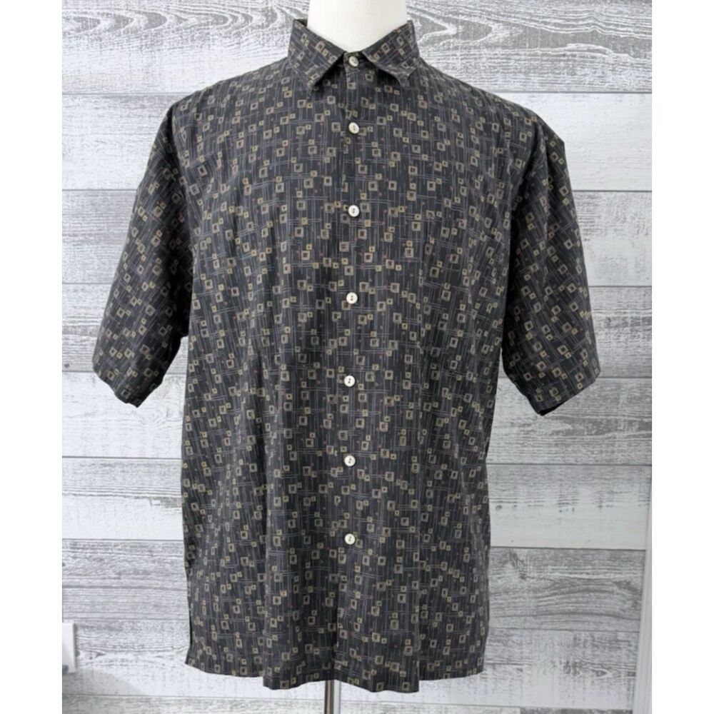 Tori Richard Button Down Hawaiian Shirt Cotton Lawn Men's L Abstract Print